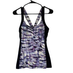 Cynthia Rowley Purple Multicolor Athletic Tank Tie Back Workout Top Women Sz S